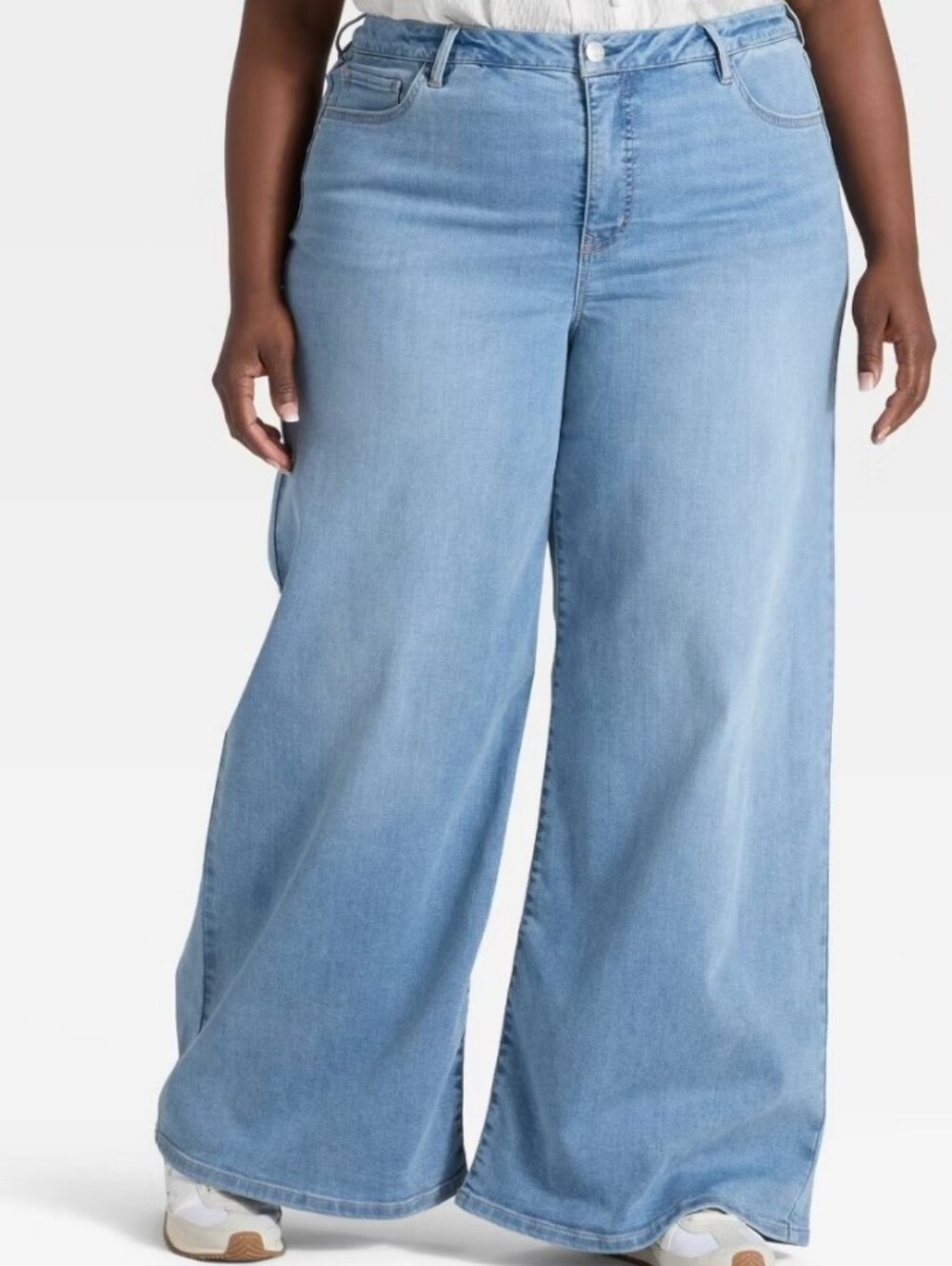 Ava & Viv Women's Plus Size 18 Light High Rise Wide Leg Denim Stretch Jeans NWT